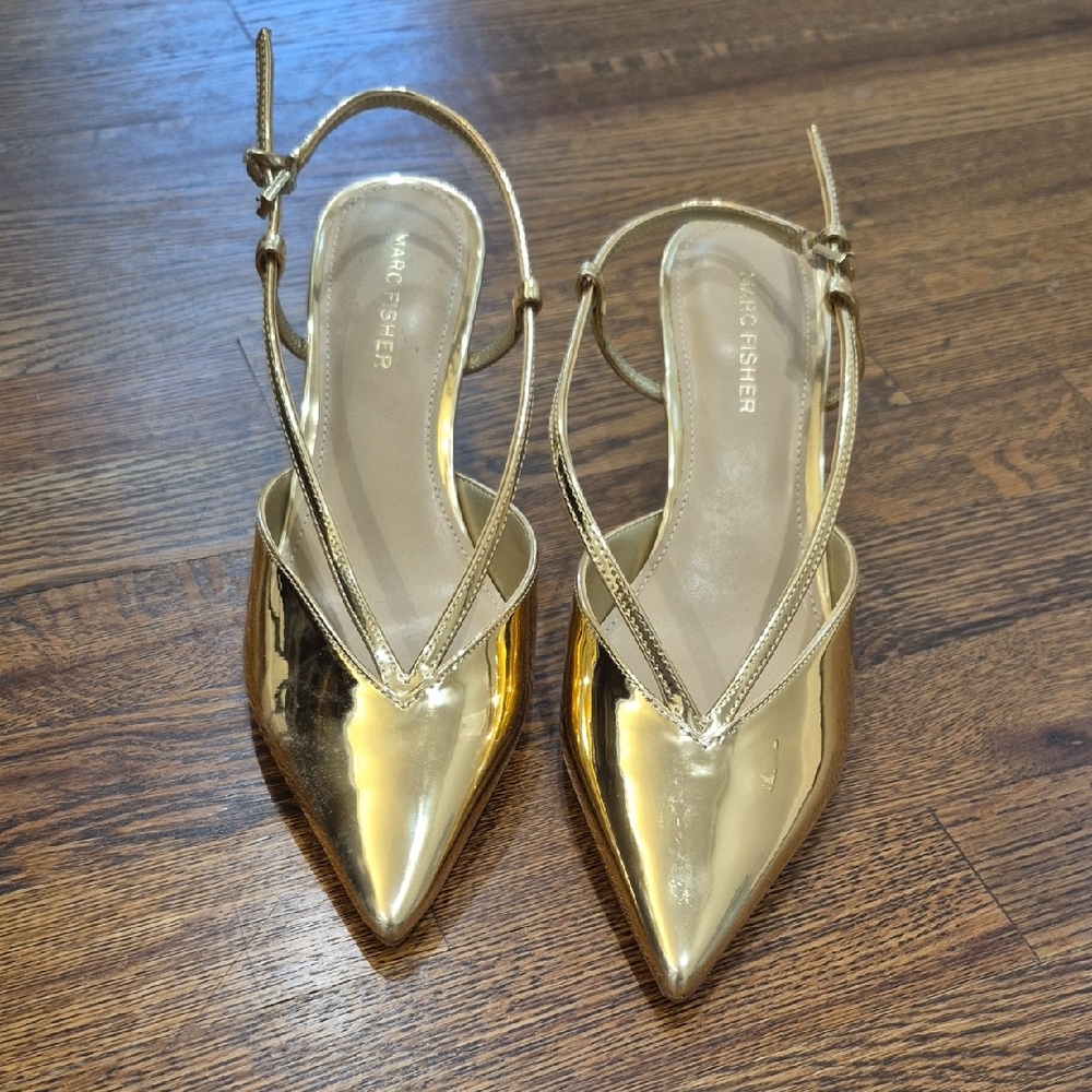 Marc Fisher Metallic Gold Pointed Heels